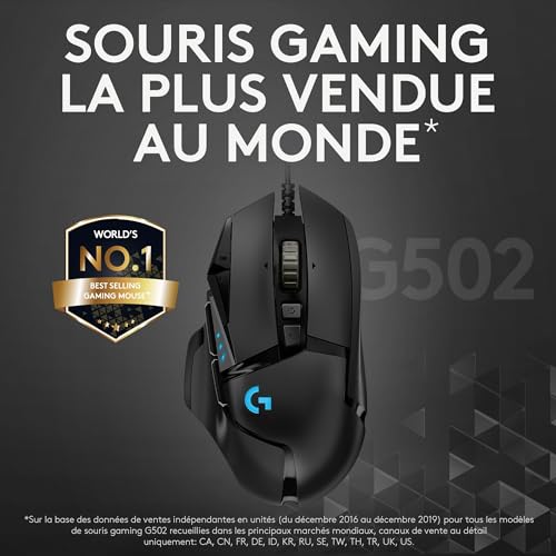 Logitech G502 HERO Souris Gamer Filaire Haute Performance, Capteur Gaming HERO 25K, 25 600 PPP, RVB, Poids Ajustable, 11 Boutons Programmables, Mémoire Intégrée, PC/Mac - Noire – Image 3