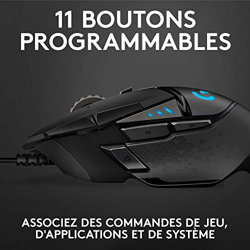 Logitech G502 HERO Souris Gamer Filaire Haute Performance, Capteur Gaming HERO 25K, 25 600 PPP, RVB, Poids Ajustable, 11 Boutons Programmables, Mémoire Intégrée, PC/Mac - Noire – Image 7