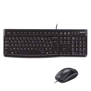 Logitech MK120 Combo Clavier et Souris Filaire pour Windows, Clavier Allemand QWERTZ - Noir