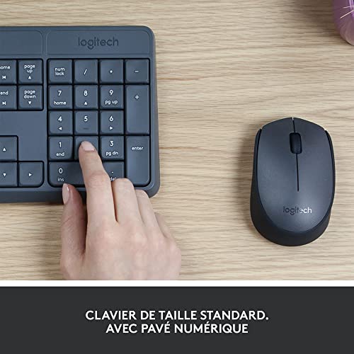 Logitech MK235 Combo Clavier Souris sans fil pour Windows, 2,4 GHz Récepteur USB, 15 Touches de Fonctions, Batterie Longue Durée 3 Ans, PC/Portable, Clavier AZERTY Français – Image 4
