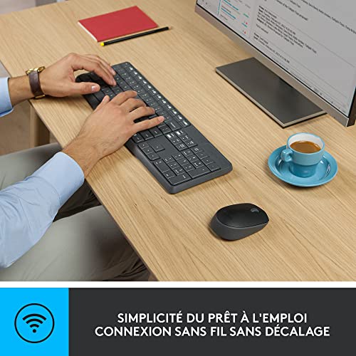 Logitech MK235 Combo Clavier Souris sans fil pour Windows, 2,4 GHz Récepteur USB, 15 Touches de Fonctions, Batterie Longue Durée 3 Ans, PC/Portable, Clavier AZERTY Français – Image 5