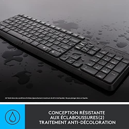 Logitech MK235 Combo Clavier Souris sans fil pour Windows, 2,4 GHz Récepteur USB, 15 Touches de Fonctions, Batterie Longue Durée 3 Ans, PC/Portable, Clavier AZERTY Français – Image 6