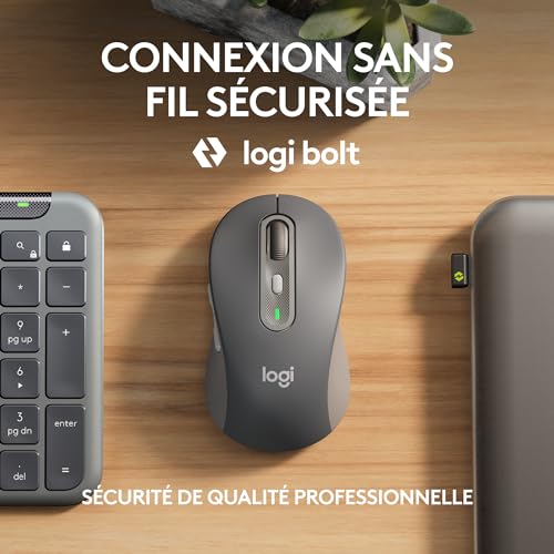 Logitech Signature Slim MK950 for Business Ensemble Clavier et Souris sans Fil, Saisie discrète, récepteur sécurisé, certifié à l'international, Windows/Mac/Chrome/Linux, Français AZERTY, Graphite – Image 4