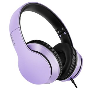 Lorelei X6 Casque supra-auriculaire avec microphone, léger, pliable et portable, basses stéréo, filaire, pour smartphone et tablette, MP3 (1,45 m sans nœud)