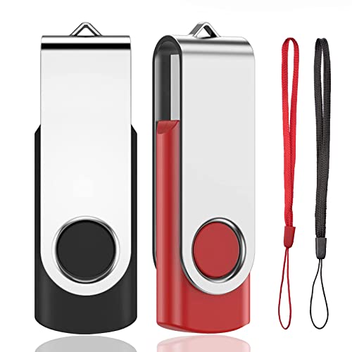 Lot 2 Cle USB 1GB Clé USB 2.0 Mémoire Stick USB Flash Drive Stockage Rotation Disque Pendrive pour Ordinateur Portable/PC/Voiture (Noir & Rouge) – Image 2