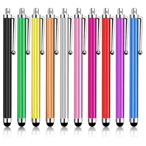 Lot De 10 Stylets Tablette, Taille Standard, Noir Argent Rouge Rose Or Orange Vert Violet Azur, Pour Écran Tactile Téléphone Portable – Image 2