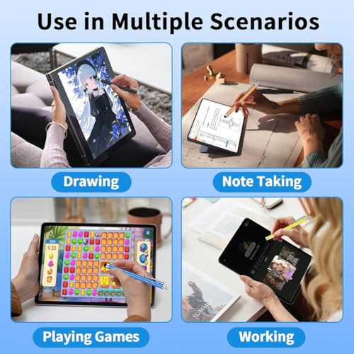 Lot De 10 Stylets Tablette, Taille Standard, Noir Argent Rouge Rose Or Orange Vert Violet Azur, Pour Écran Tactile Téléphone Portable – Image 4