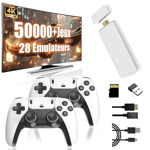 M15 Console de Jeux Vidéo Émulateur Portable 4k, Console de Jeu Rétro avec 50000+ Jeux Classiques 28 Émulateurs Intégrés, Stick de Jeu Plug and Play pour TV avec 2 Manettes de Jeu 2.4G (128G) – Image 2