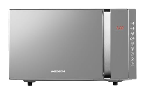 MEDION Micro-onde 3en1 avec gril et air chaud combiné (23L, 800W, 1200 W gril/air chaud, 10 programmes automatiques, 5 niveaux de puissance, mode décongeler, design miroir, MD17495) argent – Image 2