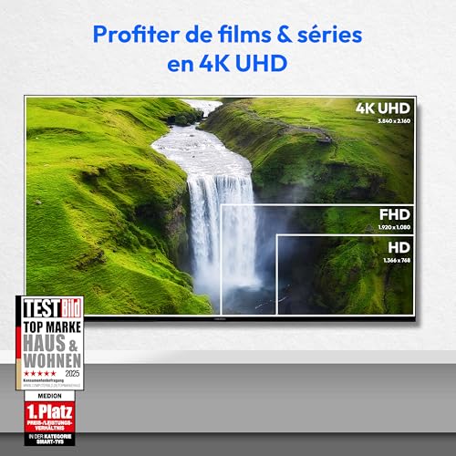 MEDION TV 55 Pouces 4K (138,8 cm) Television (Smart TV 4K, Dolby Vision HDR, VIDAA Store, Prime Video, Disney+, DAZN, Paramount+, HbbTV, PVR, Bluetooth, MD 855300) – Image 3