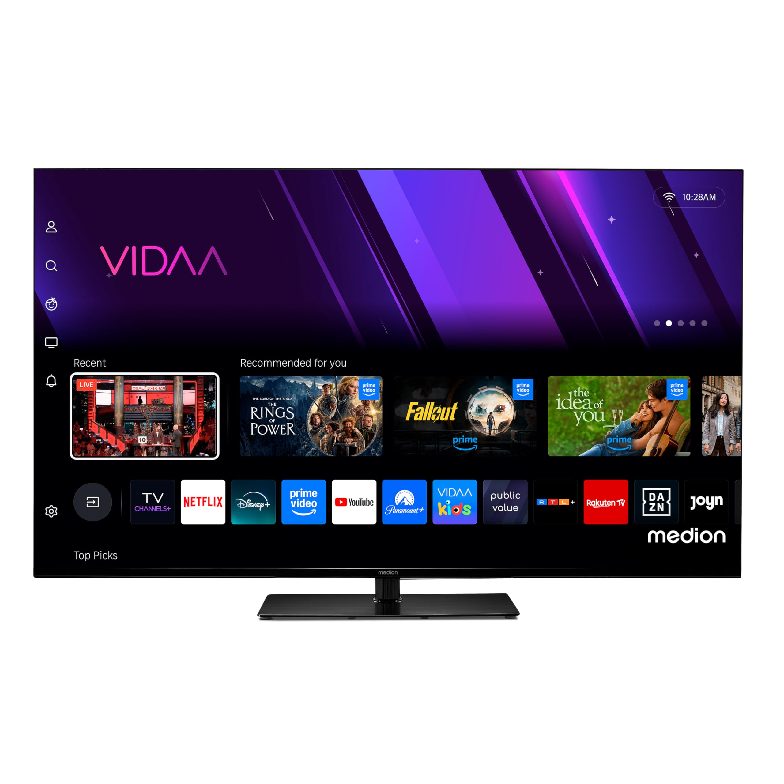 MEDION TV 55 Pouces 4K (138,8 cm) Television (Smart TV 4K, Dolby Vision HDR, VIDAA Store, Prime Video, Disney+, DAZN, Paramount+, HbbTV, PVR, Bluetooth, MD 855300)