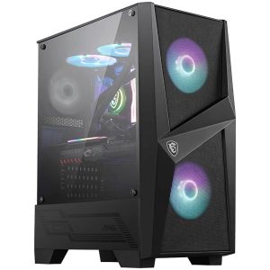 MSI MAG FORGE 100R Boîtier PC - ATX, Moyen Tour, Support GPU jusqu'à 330 mm, ventilateurs ARGB, filtres à poussière magnétiques, verre trempé, Module de contôle ARGB 1-6, USB 3.2 Gen 1 Type-A