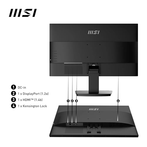 MSI PRO MP2412 Écran Bureautique 23.8" Full HD - Dalle VA 1920x1080, 100Hz, Confort Oculaire, Montable VESA, Haut-Parleurs Intégrés, Supporte Display Kit, Inclinaison Réglable - HDMI 1.4b, DP 1.2a – Image 8