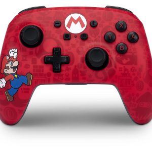 Manette sans fil améliorée PowerA pour Nintendo Switch, modèle OLED et Switch Lite, accessoire de jeu, manette de jeu, manette gaming, manette Bluetooth, sous licence officielle - Here We Go Mario