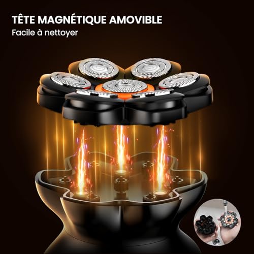 Maxgroom 7D Rasoir Tete Chauve Homme,Tondeuse Crane Chauve Sec&Huimide,IPX6 Etanche,USB-C 90 Minutes Autonomie, Rasoir Tête,Cadeau Homme Chauve – Image 4