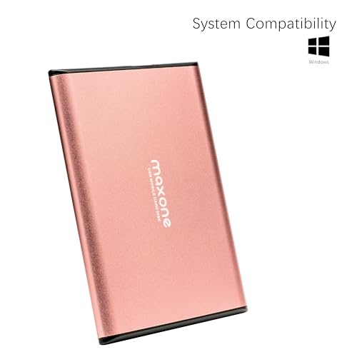 Maxone Disques durs externes 500Go - 2.5'' USB 3.0 Ultra Fin Tout-Aluminium Stockage HDD pour Xbox One, PS4, PC, Mac, Laptop, Ordinateur de Bureau, Ordinateur Portable, Wii U, TV, Windows(Rose Pink) – Image 4