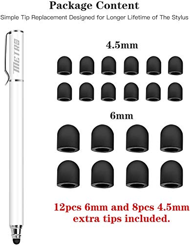 Metro 2 en 1 Stylet Tablette Stylus Pointe Fine Écran Tactile Capacitif Stylo+ 20 Embouts de Rechange pour Smartphones Comprimés iphone ipads Samsung Galaxy Huawei (Blanc) – Image 5