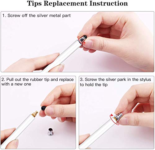 Metro 2 en 1 Stylet Tablette Stylus Pointe Fine Écran Tactile Capacitif Stylo+ 20 Embouts de Rechange pour Smartphones Comprimés iphone ipads Samsung Galaxy Huawei (Blanc) – Image 6