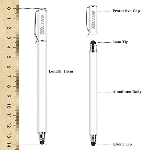 Metro 2 en 1 Stylet Tablette Stylus Pointe Fine Écran Tactile Capacitif Stylo+ 20 Embouts de Rechange pour Smartphones Comprimés iphone ipads Samsung Galaxy Huawei (Blanc) – Image 7