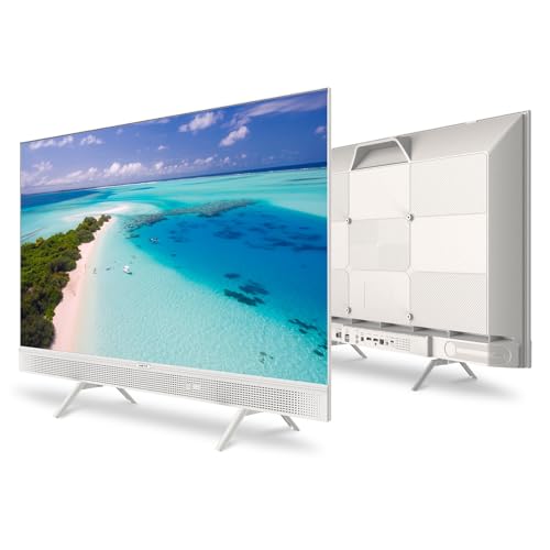 Metz Portable TV QLED 32 Pouces (80 cm) Smart Google Television HDR 10 Haut-parleurs Puissants DBX TV Dolby Audio Chromecast Commande Vocale Google Assistant Tuner Power-C (32MQE7100 Blanc) – Image 2