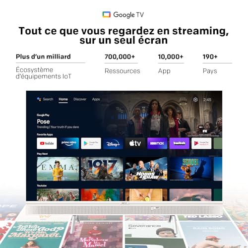 Metz Portable TV QLED 32 Pouces (80 cm) Smart Google Television HDR 10 Haut-parleurs Puissants DBX TV Dolby Audio Chromecast Commande Vocale Google Assistant Tuner Power-C (32MQE7100 Blanc) – Image 5