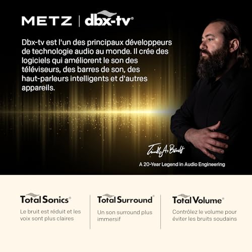 Metz Portable TV QLED 32 Pouces (80 cm) Smart Google Television HDR 10 Haut-parleurs Puissants DBX TV Dolby Audio Chromecast Commande Vocale Google Assistant Tuner Power-C (32MQE7100 Blanc) – Image 7