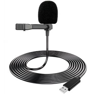 Microphone Lavalier USB, Micro Cravate avec 2M Cable et Pince, Lapel Mikrofon Professionnel pour PC Mac Laptop, Mini Mic pour Gaming Podcast Enregistrement Vidéo, Plug at Play