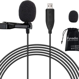 Microphone USB, 2m USB Lavalier Microphone Plug & Play Omnidirectionnel Lapel Shirt Collar Clip on Mic pour PC, Computer, Mac, Laptop, Youtube, Skype, Recording, Podcasting, Gaming