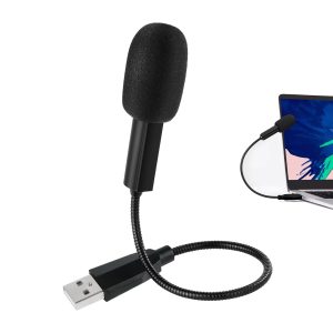Microphone USB PC, Microphone à Condensateur Omnidirectionnel 360° USB Col de Cygne Compact pour Ordinateur, PC, Jeux, Laptop, Podcast, Streaming, Skype et Enregistrement Câble de 16,5 CM
