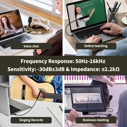 Microphone USB PC, Microphone à Condensateur Omnidirectionnel 360° USB Col de Cygne Compact pour Ordinateur, PC, Jeux, Laptop, Podcast, Streaming, Skype et Enregistrement Câble de 16,5 CM – Image 7