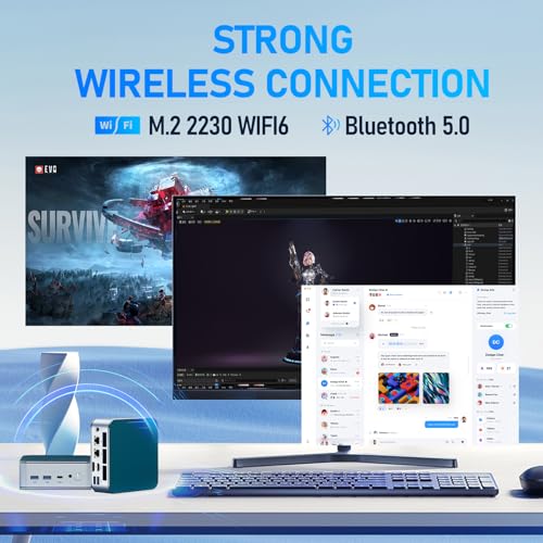 Mini PC Ryzen 5 7430U (Max.4,3 GHz), 16Go RAM, 512 Go SSD M.2 NVMe, Mini Ordinateur de Bureau Win 11 Pro, Triple Affichage 4K 60 Hz, HDMI, Type-C, USB, RJ45, Wi-FI 6, BT 5.0 Light Gamer PC – Image 7