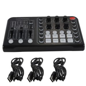 Mixeur audio professionnel, mixeur DJ, carte son live, changeur de voix, alimentation fantôme 48 V, interface stéréo pour streaming, podcasting, jeux vidéo