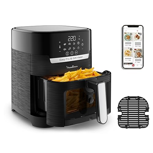Moulinex Easy Fry & Grill Vision Friteuse sans huile + Grill, Capacité 4,2 L, Jusqu'à 6 personnes, 8 programmes automatiques, Fenêtre amovible, Écran tactile, air fryer EZ506820 – Image 2