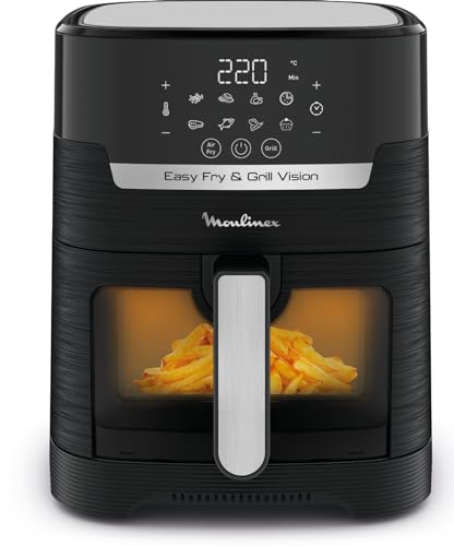 Moulinex Easy Fry & Grill Vision Friteuse sans huile + Grill, Capacité 4,2 L, Jusqu'à 6 personnes, 8 programmes automatiques, Fenêtre amovible, Écran tactile, air fryer EZ506820 – Image 3