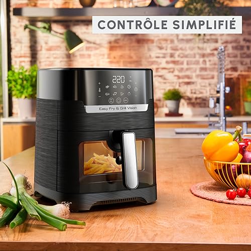 Moulinex Easy Fry & Grill Vision Friteuse sans huile + Grill, Capacité 4,2 L, Jusqu'à 6 personnes, 8 programmes automatiques, Fenêtre amovible, Écran tactile, air fryer EZ506820 – Image 4