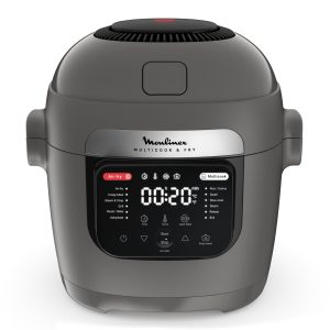 Moulinex Multicook & Fry, multicuiseur et air fryer intégré, 12programmes, Cuisson sur 2 niveaux, Départ différé, Capacité 6L, Gris Hippo, MZ730BF0