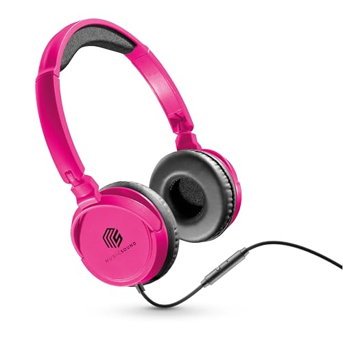 Music Sound,Casque Fil Basic,Casque Supra-auriculaire Bandeau Repliable avec Câble Anti-nœuds 1,2 m et Micro intégré - Connecteur Jack 3.5 mm - Couleur Rose MUSICSOUNDFULLCP – Image 2