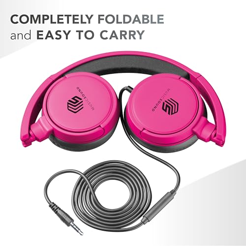 Music Sound,Casque Fil Basic,Casque Supra-auriculaire Bandeau Repliable avec Câble Anti-nœuds 1,2 m et Micro intégré - Connecteur Jack 3.5 mm - Couleur Rose MUSICSOUNDFULLCP – Image 6