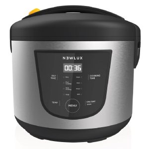 NEWLUX - Robot de cuisine multifonction 5L SmartChef V50 avec cuve antiadhésive, programmable 24h, 9 fonctions et 8 menus automatiques. Maintient au chaud pendant 24h, Noir