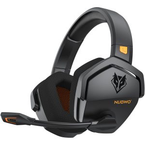 NUBWO G06 Double Casque Gaming sans Fil avec Microphone pour PS5, PS4, PC, NS, Mobile: 2,4 GHz Wireless + 5,3 Bluetooth - Batterie de 100 Heures - Pilotes de 50mm - Orange