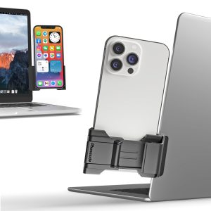 One - Support Téléphone Portable Ordinateur, Support Telephone écran Ordinateur Smartphone Ajustable Universel iPhone 15 Pro Max/14 Pro/13/12 Mini, Samsung S23 Ultra/S22/S21/A52/A12 et autre