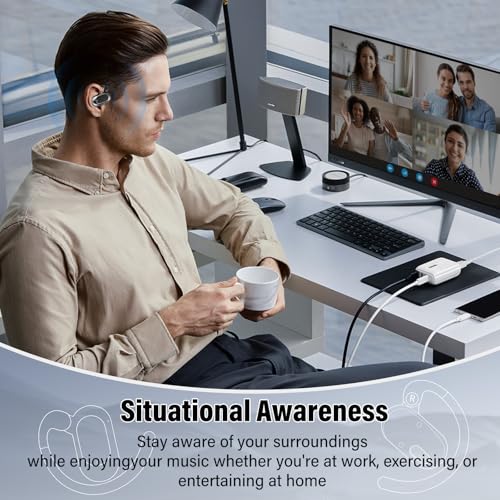 Open Ear Ecouteurs Bluetooth sans Fil, Écouteurs Bluetooth 5.4 Ouverts avec Écran LED, 36H HiFi Stéréo, Oreillette Sport avec 4 Mic, IP7 Étanche Casque Sport pour Running/Gym, Noir – Image 6