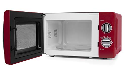 Orbegozo MI2020 Four à micro-ondes, 20 l de capacité, 6 niveaux de fonctionnement, minuterie jusqu’à 30 min, modèle vintage, 700 W, acier, rouge – Image 3