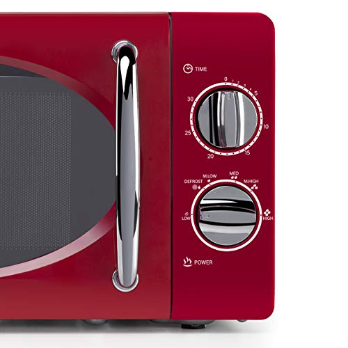 Orbegozo MI2020 Four à micro-ondes, 20 l de capacité, 6 niveaux de fonctionnement, minuterie jusqu’à 30 min, modèle vintage, 700 W, acier, rouge – Image 4