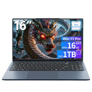 Ordinateur Portable 16 Pulgadas, Win 11 PC Portable Core I5-8210Y Procesador, 16GB RAM DDR4 1TB SSD, Laptop Con IPS FHD Pantalla, Clavier Rétroéclairé, Type-C+TF Card Slot+USB3.0+Mini-HDMI