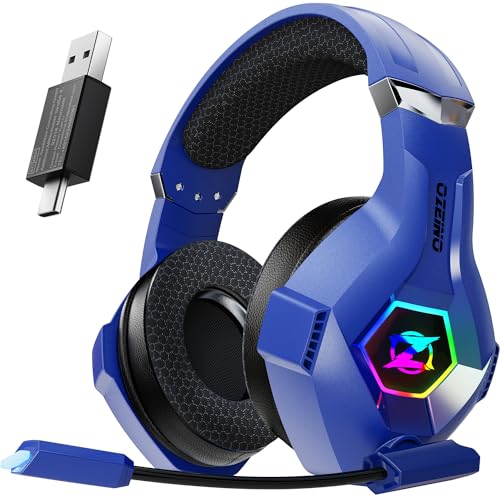 Ozeino Casque Gaming, Casque Gamer sans Fil avec Micro, Latence Inférieure à 25ms, Clé USB et Type C à Double Extrémité Casque Gaming sans Fil, Casque Gamer Compatible avec PC, Ps5, Ps4, Switch – Image 2