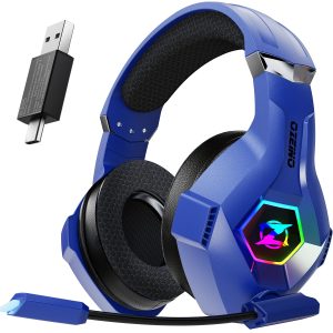 Ozeino Casque Gaming, Casque Gamer sans Fil avec Micro, Latence Inférieure à 25ms, Clé USB et Type C à Double Extrémité Casque Gaming sans Fil, Casque Gamer Compatible avec PC, Ps5, Ps4, Switch
