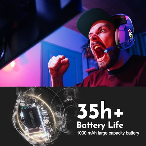 Ozeino Casque Gaming, Casque Gamer sans Fil avec Micro, Latence Inférieure à 25ms, Clé USB et Type C à Double Extrémité Casque Gaming sans Fil, Casque Gamer Compatible avec PC, Ps5, Ps4, Switch – Image 7
