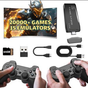 Ozvavzk M8 Console de Jeux Rétro, Console Retrogaming 20.000+ Jeux Classiques, 2 Manettes Sans Fil, Plug & Play HDMI, Idée Cadeau pour la Famille et Les Amis