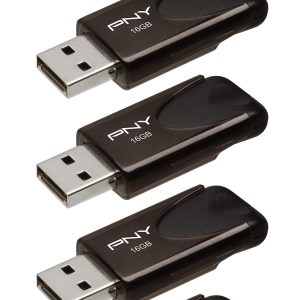 PNY Pack de 5 Clés USB 2.0 Attaché 4 avec Capuchon Coulissant, Noir, 5x16GB